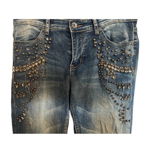 Demin Rhinestone Embellished Jeans / Styled Italy - Picture 3 of 5